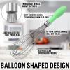 imageZulay 11Inch Stainless Steel Whisk  Balloon Whisk Kitchen Tool With Soft Silicone Handle  Thick Durable Wired Whisk Utensil For Blending Beating Whisking Frothing Stirring ampamp More BlackVivid Green