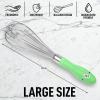 imageZulay 11Inch Stainless Steel Whisk  Balloon Whisk Kitchen Tool With Soft Silicone Handle  Thick Durable Wired Whisk Utensil For Blending Beating Whisking Frothing Stirring ampamp More BlackVivid Green