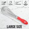 imageZulay 11Inch Stainless Steel Whisk  Balloon Whisk Kitchen Tool With Soft Silicone Handle  Thick Durable Wired Whisk Utensil For Blending Beating Whisking Frothing Stirring ampamp More BlackWarm Red