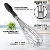 imageZulay 11Inch Stainless Steel Whisk  Balloon Whisk Kitchen Tool With Soft Silicone Handle  Thick Durable Wired Whisk Utensil For Blending Beating Whisking Frothing Stirring ampamp More BlackDark Black