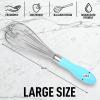 imageZulay 11Inch Stainless Steel Whisk  Balloon Whisk Kitchen Tool With Soft Silicone Handle  Thick Durable Wired Whisk Utensil For Blending Beating Whisking Frothing Stirring ampamp More BlackTeal