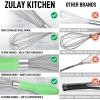 imageZulay 11Inch Stainless Steel Whisk  Balloon Whisk Kitchen Tool With Soft Silicone Handle  Thick Durable Wired Whisk Utensil For Blending Beating Whisking Frothing Stirring ampamp More BlackVivid Green
