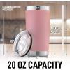 imageZulay 12 oz Insulated Coffee Mug with Lid  Stainless Steel Camping Mug Tumbler with Handle  Double Wall Vacuum Duracoated Insulated Mug For Travel Camping Office Outdoor CinnamonPink