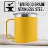 imageZulay 12 oz Insulated Coffee Mug with Lid  Stainless Steel Camping Mug Tumbler with Handle  Double Wall Vacuum Duracoated Insulated Mug For Travel Camping Office Outdoor CinnamonYellow