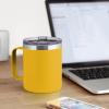 imageZulay 12 oz Insulated Coffee Mug with Lid  Stainless Steel Camping Mug Tumbler with Handle  Double Wall Vacuum Duracoated Insulated Mug For Travel Camping Office Outdoor CinnamonYellow