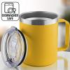 imageZulay 12 oz Insulated Coffee Mug with Lid  Stainless Steel Camping Mug Tumbler with Handle  Double Wall Vacuum Duracoated Insulated Mug For Travel Camping Office Outdoor CinnamonYellow