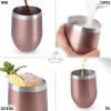 imageZulay 12 oz Insulated Coffee Mug with Lid  Stainless Steel Camping Mug Tumbler with Handle  Double Wall Vacuum Duracoated Insulated Mug For Travel Camping Office Outdoor CinnamonBright Rose Gold
