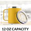 imageZulay 12 oz Insulated Coffee Mug with Lid  Stainless Steel Camping Mug Tumbler with Handle  Double Wall Vacuum Duracoated Insulated Mug For Travel Camping Office Outdoor CinnamonYellow