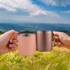 imageZulay 12 oz Insulated Coffee Mug with Lid  Stainless Steel Camping Mug Tumbler with Handle  Double Wall Vacuum Duracoated Insulated Mug For Travel Camping Office Outdoor CinnamonPink