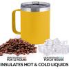 imageZulay 12 oz Insulated Coffee Mug with Lid  Stainless Steel Camping Mug Tumbler with Handle  Double Wall Vacuum Duracoated Insulated Mug For Travel Camping Office Outdoor CinnamonYellow