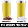 imageZulay 12 oz Insulated Coffee Mug with Lid  Stainless Steel Camping Mug Tumbler with Handle  Double Wall Vacuum Duracoated Insulated Mug For Travel Camping Office Outdoor CinnamonYellow