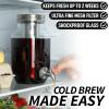 imageZulay Kitchen 1 Gallon Cold Brew Coffee Maker  Large Iced Tea ampamp Cold Brew Pitcher with ExtraThick Glass ampamp Stainless Steel Infuser  Drink ampamp Beverage Dispenser Jar with Airtight Lid ampamp Spout BlackSilver