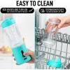 imageZulay Kitchen 18 oz Personal Blenders that Crush Ice  USBC Rechargeable Cordless Travel Blender  Portable Smoothie Blender On the Go Frozen Fruits ampamp Veggies with 6 Sharp Blades Light BlueOcean Aqua