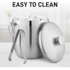 imageZulay Kitchen Stainless Steel DoubleWall Insulated Ice Bucket Kit  3 Liter
