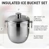 imageZulay Kitchen Stainless Steel DoubleWall Insulated Ice Bucket Kit  3 Liter