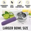 imageZulay Lemon Squeezer Stainless Steel with Premium Heavy Duty Solid Metal Squeezer Bowl and Food Grade Silicone Handles  Large Manual Citrus Press Juicer and Lime Squeezer Stainless Steel YellowDeep Purple