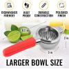 imageZulay Lemon Squeezer Stainless Steel with Premium Heavy Duty Solid Metal Squeezer Bowl and Food Grade Silicone Handles  Large Manual Citrus Press Juicer and Lime Squeezer Stainless Steel YellowRed