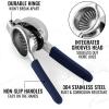 imageZulay Lemon Squeezer Stainless Steel with Premium Heavy Duty Solid Metal Squeezer Bowl and Food Grade Silicone Handles  Large Manual Citrus Press Juicer and Lime Squeezer Stainless Steel YellowNavy