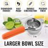 imageZulay Lemon Squeezer Stainless Steel with Premium Heavy Duty Solid Metal Squeezer Bowl and Food Grade Silicone Handles  Large Manual Citrus Press Juicer and Lime Squeezer Stainless Steel YellowOrange