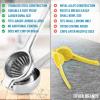 imageZulay Lemon Squeezer Stainless Steel with Premium Heavy Duty Solid Metal Squeezer Bowl and Food Grade Silicone Handles  Large Manual Citrus Press Juicer and Lime Squeezer Stainless Steel YellowGreen