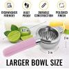 imageZulay Lemon Squeezer Stainless Steel with Premium Heavy Duty Solid Metal Squeezer Bowl and Food Grade Silicone Handles  Large Manual Citrus Press Juicer and Lime Squeezer Stainless Steel YellowPink