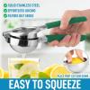 imageZulay Lemon Squeezer Stainless Steel with Premium Heavy Duty Solid Metal Squeezer Bowl and Food Grade Silicone Handles  Large Manual Citrus Press Juicer and Lime Squeezer Stainless Steel YellowGreen