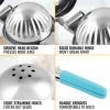 imageZulay Lemon Squeezer Stainless Steel with Premium Heavy Duty Solid Metal Squeezer Bowl and Food Grade Silicone Handles  Large Manual Citrus Press Juicer and Lime Squeezer Stainless Steel YellowBlue