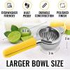 imageZulay Lemon Squeezer Stainless Steel with Premium Heavy Duty Solid Metal Squeezer Bowl and Food Grade Silicone Handles  Large Manual Citrus Press Juicer and Lime Squeezer Stainless Steel YellowBright Yellow