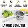 imageZulay Lemon Squeezer Stainless Steel with Premium Heavy Duty Solid Metal Squeezer Bowl and Food Grade Silicone Handles  Large Manual Citrus Press Juicer and Lime Squeezer Stainless Steel YellowWhite