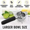 imageZulay Lemon Squeezer Stainless Steel with Premium Heavy Duty Solid Metal Squeezer Bowl and Food Grade Silicone Handles  Large Manual Citrus Press Juicer and Lime Squeezer Stainless Steel YellowBlack
