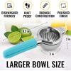 imageZulay Lemon Squeezer Stainless Steel with Premium Heavy Duty Solid Metal Squeezer Bowl and Food Grade Silicone Handles  Large Manual Citrus Press Juicer and Lime Squeezer Stainless Steel YellowBlue