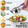 imageZulay Lemon Squeezer Stainless Steel with Premium Heavy Duty Solid Metal Squeezer Bowl and Food Grade Silicone Handles  Large Manual Citrus Press Juicer and Lime Squeezer Stainless Steel YellowDeep Purple