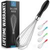 imageZulay 11Inch Stainless Steel Whisk  Balloon Whisk Kitchen Tool With Soft Silicone Handle  Thick Durable Wired Whisk Utensil For Blending Beating Whisking Frothing Stirring ampamp More BlackDark Black