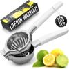 imageZulay Lemon Squeezer Stainless Steel with Premium Heavy Duty Solid Metal Squeezer Bowl and Food Grade Silicone Handles  Large Manual Citrus Press Juicer and Lime Squeezer Stainless Steel YellowWhite