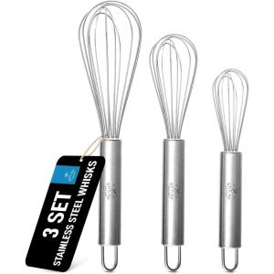 imageZulay 11Inch Stainless Steel Whisk  Balloon Whisk Kitchen Tool With Soft Silicone Handle  Thick Durable Wired Whisk Utensil For Blending Beating Whisking Frothing Stirring ampamp More BlackStainless Steel
