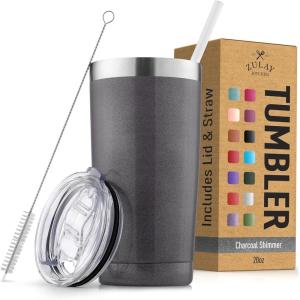 imageZulay 12 oz Insulated Coffee Mug with Lid  Stainless Steel Camping Mug Tumbler with Handle  Double Wall Vacuum Duracoated Insulated Mug For Travel Camping Office Outdoor CinnamonCharcoal Shimmer