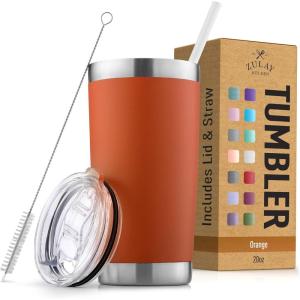 imageZulay 12 oz Insulated Coffee Mug with Lid  Stainless Steel Camping Mug Tumbler with Handle  Double Wall Vacuum Duracoated Insulated Mug For Travel Camping Office Outdoor CinnamonOrange