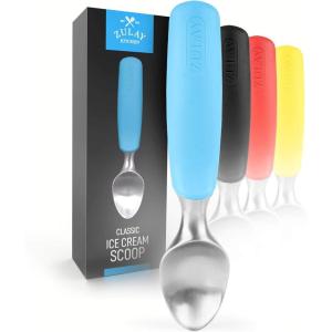 imageZulay Heavy Duty Ice Cream Scoop  Stainless Steel Ice Cream Scooper With NonSlip Rubber Grip  Durable Ice Cream Spade  AntiThaw Icecream Scoup For Frozen Ice Cream ampamp Gelato BlueBlue