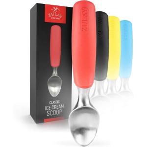 imageZulay Heavy Duty Ice Cream Scoop  Stainless Steel Ice Cream Scooper With NonSlip Rubber Grip  Durable Ice Cream Spade  AntiThaw Icecream Scoup For Frozen Ice Cream ampamp Gelato BlueRed