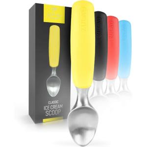 imageZulay Heavy Duty Ice Cream Scoop  Stainless Steel Ice Cream Scooper With NonSlip Rubber Grip  Durable Ice Cream Spade  AntiThaw Icecream Scoup For Frozen Ice Cream ampamp Gelato BlueYellow