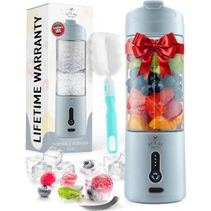 imageZulay Kitchen 18 oz Personal Blenders that Crush Ice  USBC Rechargeable Cordless Travel Blender  Portable Smoothie Blender On the Go Frozen Fruits ampamp Veggies with 6 Sharp Blades Light BlueLight Blue