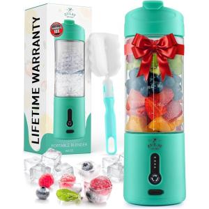 imageZulay Kitchen 18 oz Personal Blenders that Crush Ice  USBC Rechargeable Cordless Travel Blender  Portable Smoothie Blender On the Go Frozen Fruits ampamp Veggies with 6 Sharp Blades Light BlueOcean Aqua