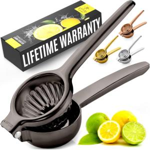 imageZulay Kitchen Lemon Squeezer Stainless Steel  Premium Quality Heavy Duty Solid Metal Squeezer Bowl  Large Manual Citrus Press Juicer and Lime Squeezer Stainless SteelBlack