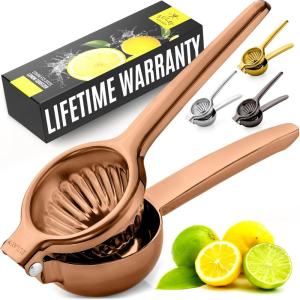imageZulay Kitchen Lemon Squeezer Stainless Steel  Premium Quality Heavy Duty Solid Metal Squeezer Bowl  Large Manual Citrus Press Juicer and Lime Squeezer Stainless SteelRose Gold