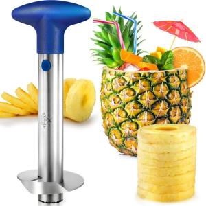 imageZulay Kitchen Pineapple Corer and Slicer Tool  Stainless Steel Pineapple Cutter for Easy Core Removal ampamp Slicing  Super Fast Pineapple Slicer and Corer Tool Saves you Time GrayRoyal Blue