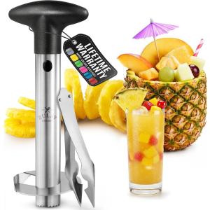 imageZulay Kitchen Pineapple Corer and Slicer Tool  Stainless Steel Pineapple Cutter for Easy Core Removal ampamp Slicing  Super Fast Pineapple Slicer and Corer Tool Saves you Time GrayBlack
