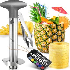imageZulay Kitchen Pineapple Corer and Slicer Tool  Stainless Steel Pineapple Cutter for Easy Core Removal ampamp Slicing  Super Fast Pineapple Slicer and Corer Tool Saves you Time GrayGray