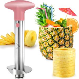 imageZulay Kitchen Pineapple Corer and Slicer Tool  Stainless Steel Pineapple Cutter for Easy Core Removal ampamp Slicing  Super Fast Pineapple Slicer and Corer Tool Saves you Time GrayPink