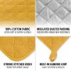 imageZulay 1Pack Pot Holders for Kitchen Heat Resistant Cotton  7x7 Inch Hot Pot Holder Set  Quilted Terry Cloth Potholders for Kitchens  Washable Potholder for Cooking ampamp Baking AquaSunny Yellow