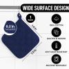 imageZulay 1Pack Pot Holders for Kitchen Heat Resistant Cotton  7x7 Inch Hot Pot Holder Set  Quilted Terry Cloth Potholders for Kitchens  Washable Potholder for Cooking ampamp Baking AquaNavy Blue